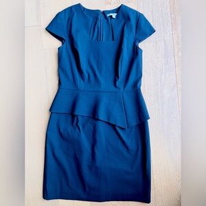 ANTONIO MELANI Navy Women’s Size: 12 Sheath Career Dress Cap Sleeve Square Neck